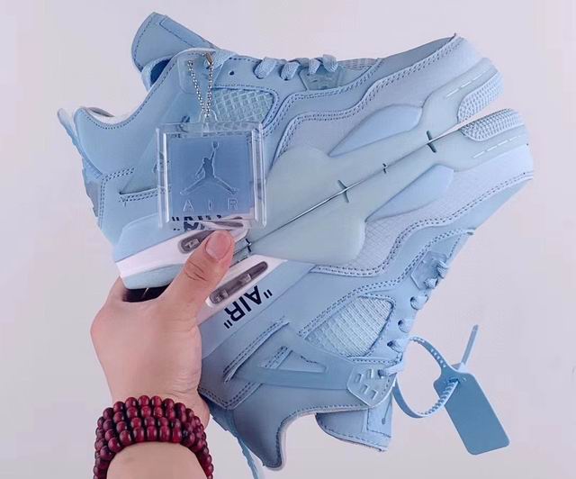 Air Jordan 4 Blue OFF WHITE Women's Basketball Shoes-06 - Click Image to Close